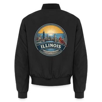 Illinois Chicago Skyline Vintage-Reisegeschenk - Unisex Bomberjacke - Schwarz - Hinten - AI Model Male 185 light (185cm)