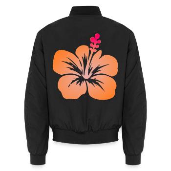 Tropische Blumen - Unisex Bomberjacke - Schwarz - Hinten - AI Model Male 185 light (185cm)