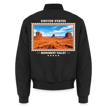 Vereinigte Staaten Monument Valley Vintage Reisema - Unisex Bomberjacke - Schwarz - Hinten - AI Model Male 185 light (185cm)