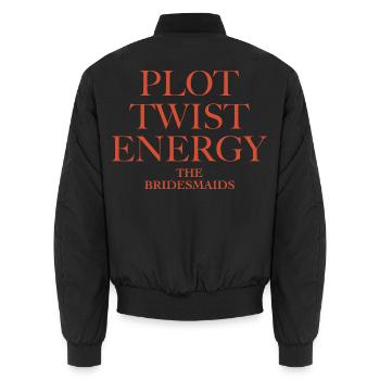 Plot-Twist: Brautjungfer Braut Junggesellin - Unisex Bomberjacke - Schwarz - Hinten - AI Model Male 185 light (185cm)