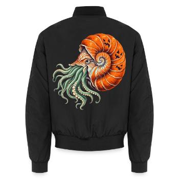 Nautilus mit Kürbisspirale - Unisex Bomberjacke - Schwarz - Hinten - AI Model Male 185 light (185cm)