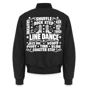 Line Dance Schritte Country Western - Unisex Bomberjacke - Schwarz - Hinten - AI Model Male 185 light (185cm)