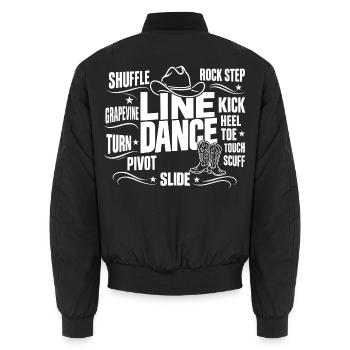 Line Dance Schritte Country Western - Unisex Bomberjacke - Schwarz - Hinten - AI Model Male 185 light (185cm)