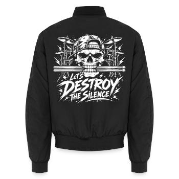 Drummer Skull Let’s Destroy The Silence - Unisex Bomberjacke - Schwarz - Hinten - AI Model Male 185 light (185cm)