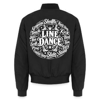 Line Dance Schritte Country Western - Unisex Bomberjacke - Schwarz - Hinten - AI Model Male 185 light (185cm)