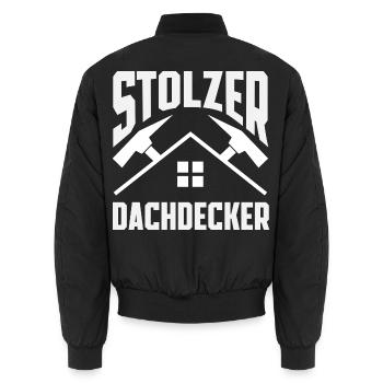 Dachdecker Spruch Lustig Handwerker Geschenk - Unisex Bomberjacke - Schwarz - Hinten - AI Model Male 185 light (185cm)