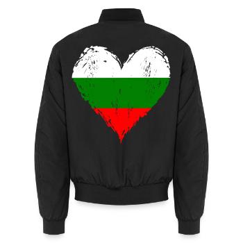 Bulgarien Herzflagge Grunge - Unisex Bomberjacke - Schwarz - Hinten - AI Model Male 185 light (185cm)