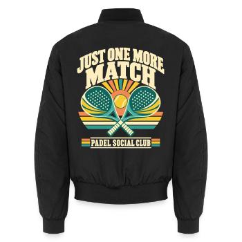 Just One More Match – Vintage Padel Design - Unisex Bomberjacke - Schwarz - Hinten - AI Model Male 185 light (185cm)