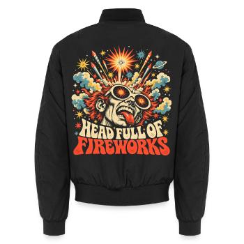 Pyro Head Feuerwerk - Unisex Bomberjacke - Schwarz - Hinten - AI Model Male 185 light (185cm)