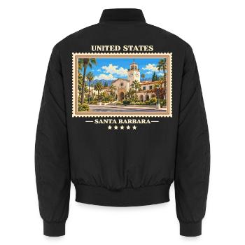 Vereinigte Staaten Santa Barbara Vintage Marke - Unisex Bomberjacke - Schwarz - Hinten - AI Model Male 185 light (185cm)