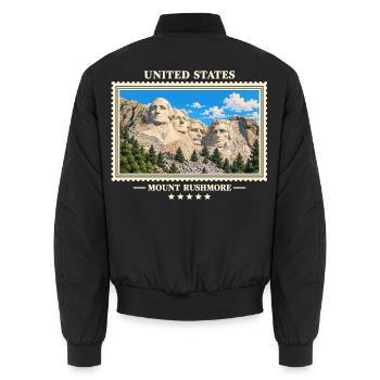 Vereinigte Staaten Mount Rushmore Vintage Marke - Unisex Bomberjacke - Schwarz - Hinten - AI Model Male 185 light (185cm)