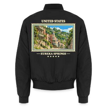Vereinigte Staaten Eureka Springs Vintage Reisemar - Unisex Bomberjacke - Schwarz - Hinten - AI Model Male 185 light (185cm)