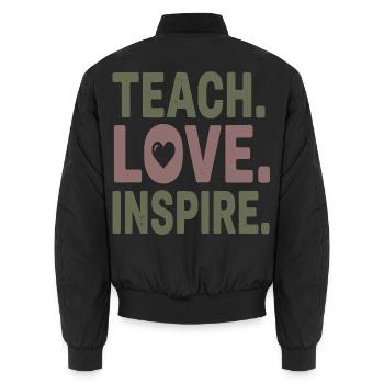 Lehren, Lieben, Inspirieren - Unisex Bomberjacke - Schwarz - Hinten - AI Model Male 185 light (185cm)