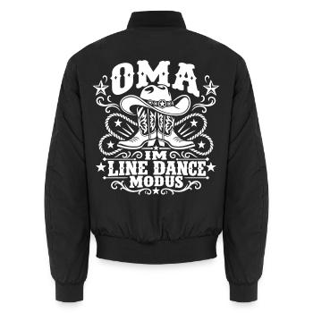 Oma im Line Dance Modus - Unisex Bomberjacke - Schwarz - Hinten - AI Model Male 185 light (185cm)