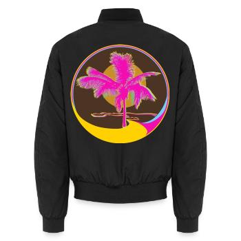 Sommer-Strand und Gute Laune - Unisex Bomberjacke - Schwarz - Hinten - AI Model Male 185 light (185cm)