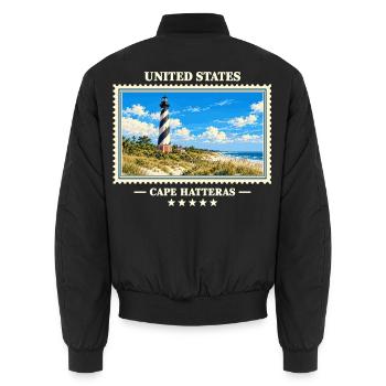 Vereinigte Staaten Cape Hatteras Vintage Marke - Unisex Bomberjacke - Schwarz - Hinten - AI Model Male 185 light (185cm)