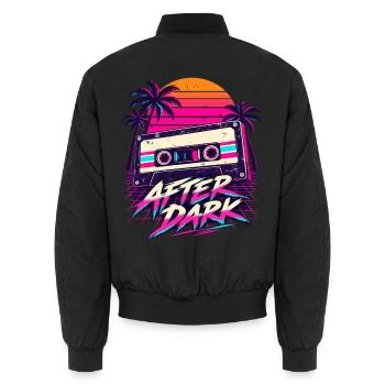 After Dark Retro 80er Synthwave Design - Unisex Bomberjacke - Schwarz - Hinten - AI Model Male 185 light (185cm)