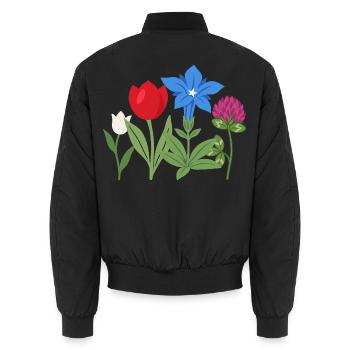 Blumen botanisch Pflanze Illustration - Unisex Bomberjacke - Schwarz - Hinten - AI Model Male 185 light (185cm)