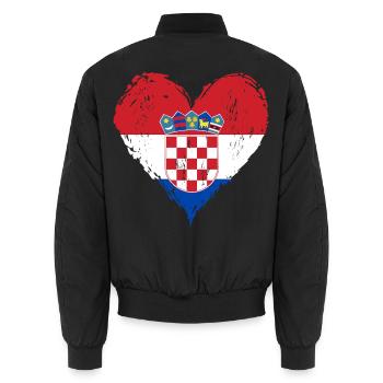 Kroatien Flagge Grunge used - Unisex Bomberjacke - Schwarz - Hinten - AI Model Male 185 light (185cm)