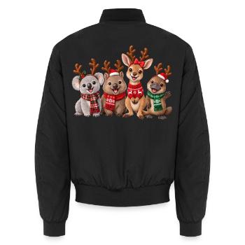 Australische Tiere feiern Weihnachten - Unisex Bomberjacke - Schwarz - Hinten - AI Model Male 185 light (185cm)