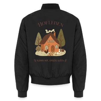 Hofleben Kleiner Hof Bauernhof Hühner Landleben - Unisex Bomberjacke - Schwarz - Hinten - AI Model Male 185 light (185cm)