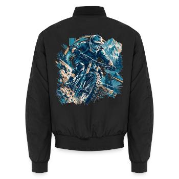 Vollgas Mountainbike – Spüre das Adrenalin! - Unisex Bomberjacke - Schwarz - Hinten - AI Model Male 185 light (185cm)