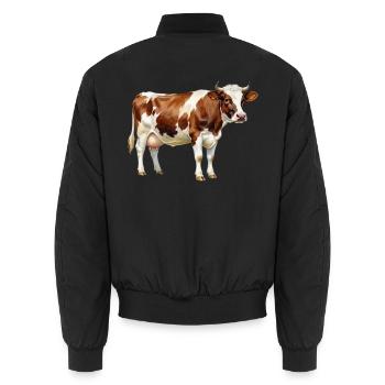 Kuh_aquarell_Geschenkidee_Bauer_Landwirte - Unisex Bomberjacke - Schwarz - Hinten - AI Model Male 185 light (185cm)