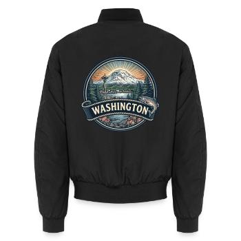 Washington Mount Rainier Space Needle Geschenk - Unisex Bomberjacke - Schwarz - Hinten - AI Model Male 185 light (185cm)