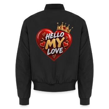 Hallo Meine Liebe Herzkrone - Unisex Bomberjacke - Schwarz - Hinten - AI Model Male 185 light (185cm)