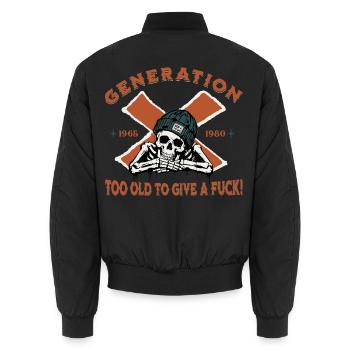 Generation X - Vintage Design - Unisex Bomberjacke - Schwarz - Hinten - AI Model Male 185 light (185cm)