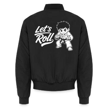 Los geht's – Jiu Jitsu BJJ Kids - Unisex Bomberjacke - Schwarz - Hinten - AI Model Male 185 light (185cm)