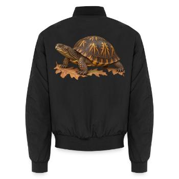 Östliche Boxschildkröte im Eichenlaubstreu - Unisex Bomberjacke - Schwarz - Hinten - AI Model Male 185 light (185cm)
