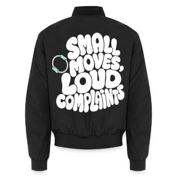 Pilates – Small Moves, Loud Complaints - Unisex Bomberjacke - Schwarz - Hinten - AI Model Male 185 light (185cm)