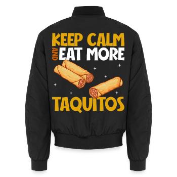 Keep Calm - Taquitos - Unisex Bomberjacke - Schwarz - Hinten - AI Model Male 185 light (185cm)
