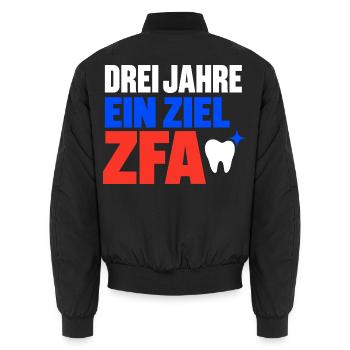 Drei Jahre ein Ziel – ZFA Ausbildung Abschluss - Unisex Bomberjacke - Schwarz - Hinten - AI Model Male 185 light (185cm)