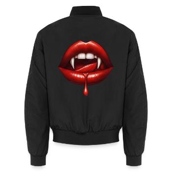 Vampir-Lippenbiss mit Tropf - Unisex Bomberjacke - Schwarz - Hinten - AI Model Male 185 light (185cm)