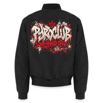 Pyro Club - Loud Nights Only - Unisex Bomberjacke - Schwarz - Hinten - AI Model Male 185 light (185cm)