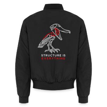 Schuhschnabelskelett – Struktur ist alles - Unisex Bomberjacke - Schwarz - Hinten - AI Model Male 185 light (185cm)