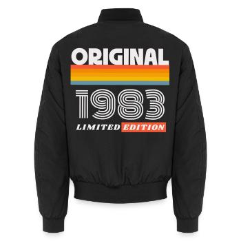 1983 Original Geburtstag Retro Vintage 80er Spruch - Unisex Bomberjacke - Schwarz - Hinten - AI Model Male 185 light (185cm)