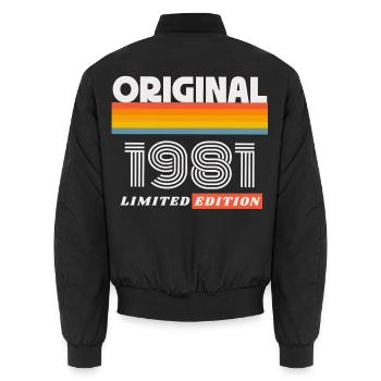 1981 Original Geburtstag Retro Vintage 80er Spruch - Unisex Bomberjacke - Schwarz - Hinten - AI Model Male 185 light (185cm)