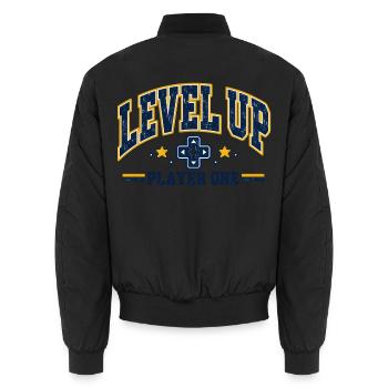 Level Up Gaming - Unisex Bomberjacke - Schwarz - Hinten - AI Model Male 185 light (185cm)