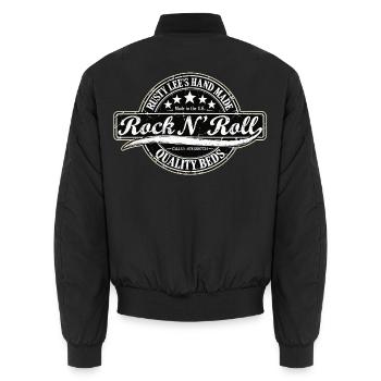 RUSTY LEES HANDGEMACHT | Rock 'n' Roll - Unisex Bomberjacke - Schwarz - Hinten - AI Model Male 185 light (185cm)