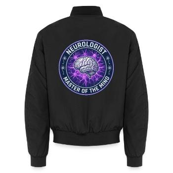Neurologe Master Of The Mind Gehirnabzeichen Geschenk - Unisex Bomberjacke - Schwarz - Hinten - AI Model Male 185 light (185cm)