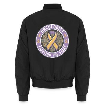 Onkologe Fighting The Fight Band Abzeichen-Geschenk - Unisex Bomberjacke - Schwarz - Hinten - AI Model Male 185 light (185cm)