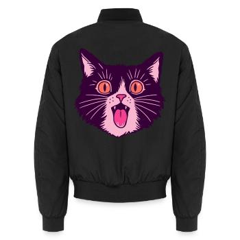 Retro Miauende Schwarze Katze - Unisex Bomberjacke - Schwarz - Hinten - AI Model Male 185 light (185cm)