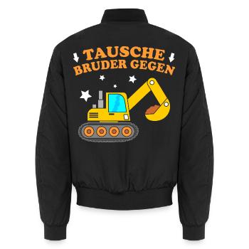 Tausche Bruder Gegen Bagger Kindershirt Mit Bagger - Unisex Bomberjacke - Schwarz - Hinten - AI Model Male 185 light (185cm)