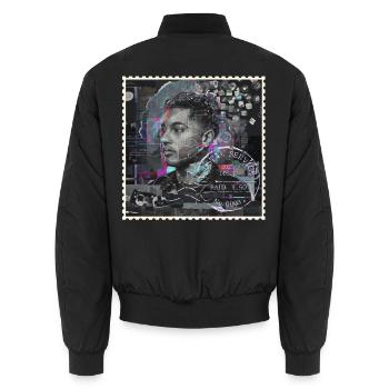 BRIEFMARKENJAHR 2010 - Unisex Bomberjacke - Schwarz - Hinten - AI Model Male 185 light (185cm)