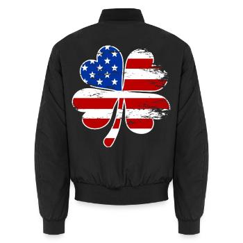 USA Flagge Vierblättriges Kleeblatt - Unisex Bomberjacke - Schwarz - Hinten - AI Model Male 185 light (185cm)