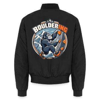 Süßer Gorilla beim Bouldern – Kletter Affe - Unisex Bomberjacke - Schwarz - Hinten - AI Model Male 185 light (185cm)