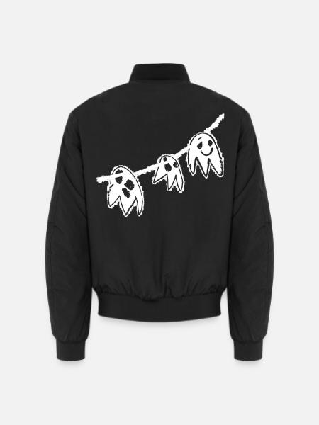 Niedliche Geistergirlande – Handgezeichnetes Halloween-Design - Unisex Bomberjacke - Schwarz